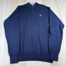 Peter Millar Mens Blue Crown Soft Golf Club 1/4 Zip Pullover Sweater Size Large