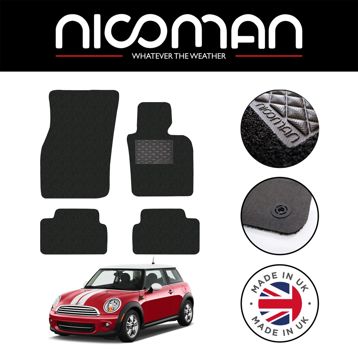 BMW Mini F55 2014 2019 GENUINE DELUXE Fitted Car Floor Mats Black Set