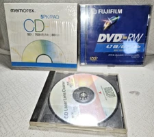 Fujifilm DVD+RW 4.7GB single and Memorex 5pk CD-R 52X 700MB Factory Sealed BONUS