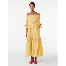 Scoop  Dress Women Size  L Pink Banana LeafL  Voluminous Off Shoulder Maxi --M4-