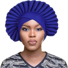 African Auto Gele Hijab Hats Women Cancer Chemo Beanie Nigerian Headtie Beanie