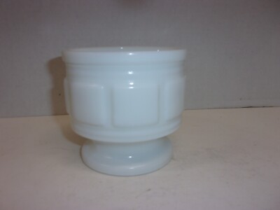 Vintage Randall Milk Glass Floral Pot Footed With Block Pattern 4 3/4'' Dia. X