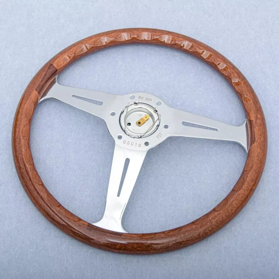 NARDI Classic 350mm Steering Wheel Mahogany Wood with Chrome Finish - Image 4 of 4