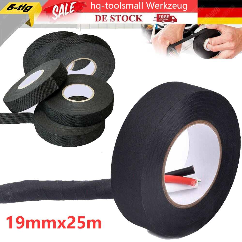 25m Gewebeklebeband Für KFZ & Industrie - Temperaturbeständig Bis 125°C, 19mm Breit