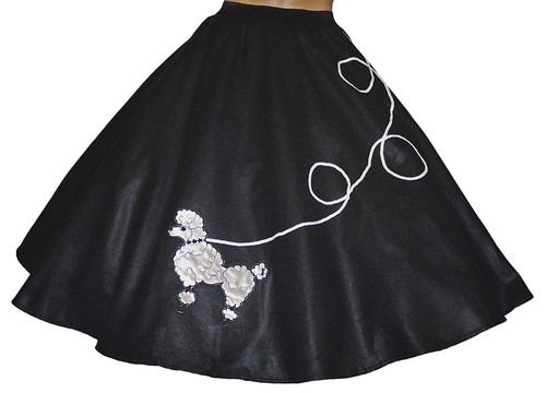 Black FELT Poodle Skirt _ Adult Size LARGE _ Waist 35"- 42" _ Length 25"