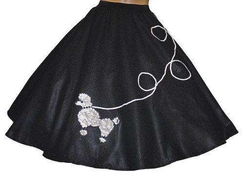 Black FELT Poodle Skirt _ Adult Size LARGE _ Waist 35"- 42" _ Length 25" - Picture 1 of 2