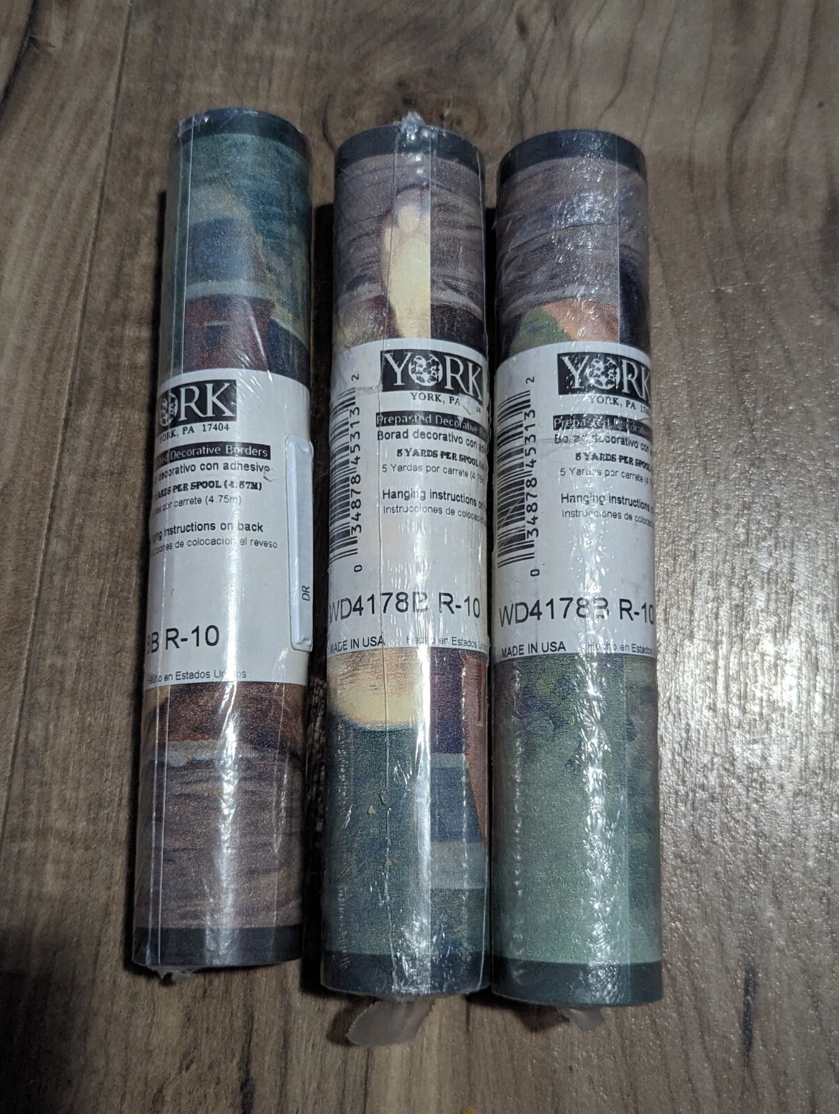 3 Rolls (totaling 15 YDS) York Prepasted Wallpaper Boarder Lab Puppies Red Barn eBay