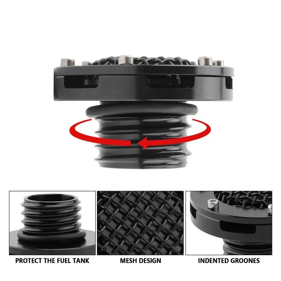 Motorcycle Aluminum Mesh Gas Tank Fuel Cap Cover For Harley Sportster 1200 883 - Image 2 of 4