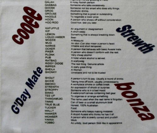 Kitchen Tea Towel OZ Aussie Slang & Meanings Australia NEW Australian Souvenir - Picture 5 of 6