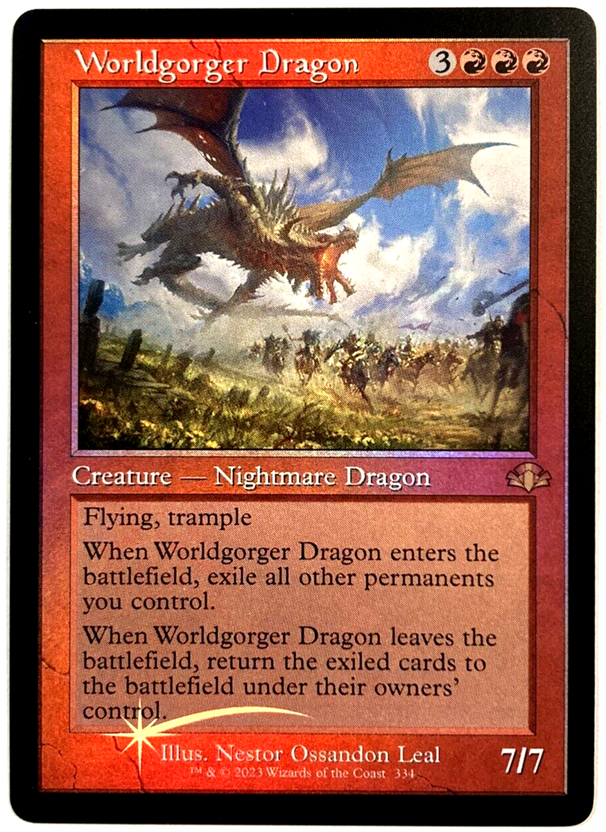 MTG Worldgorger Dragon *RETRO FRAME FOIL* Dominaria Remastered 334