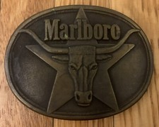 Vintage 1987 Marlboro Philip Morris Brass Belt Buckle