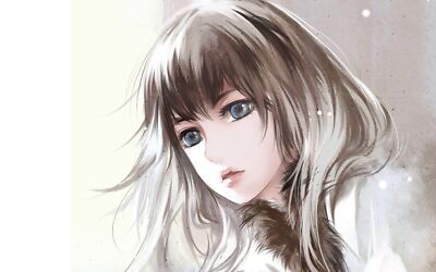 Anime women face painting blue eyes brunette portrait Custom Gaming Mat Desk