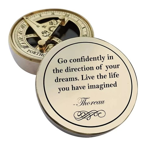 Engraved brass compass with wooden Go confidently presentation box best gift - Picture 5 of 7