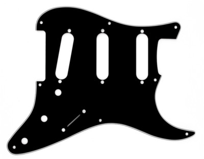 Genuine Fender Strat BLACK 3-PLY PICKGUARD 8-Hole Stratocaster B/W/B 50 S Style