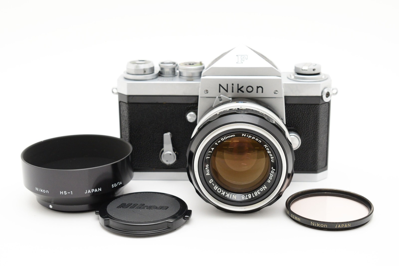 [Near MINT] FujiMark Nikon F Eye Level Silver Film Camera 50/1.4 Lens from JP