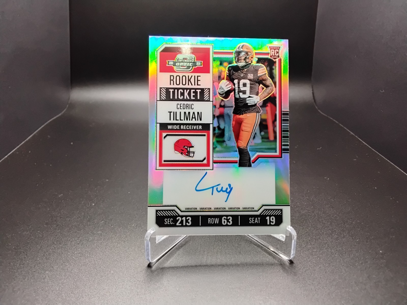 2023 Contenders Optic Cedric Tillman RC Silver Rookie Ticket Auto #104