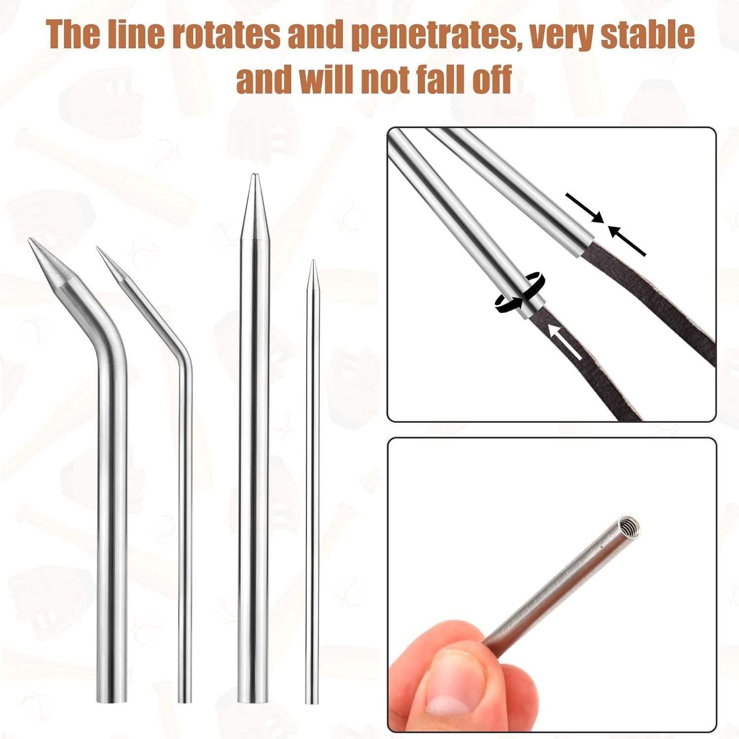 Baseball Glove Lacing Needle Set 4 Pack Durable Repair and Relacing Tool NEW