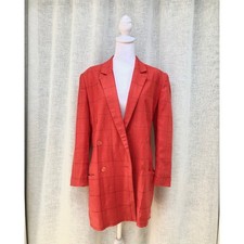 Red linen windowpane plaid double breasted blazer by Jarrod's