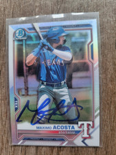 Maximo Acosta Signed 2021 Bowman Draft Baseball Card #BDC-139 Marlins Rangers