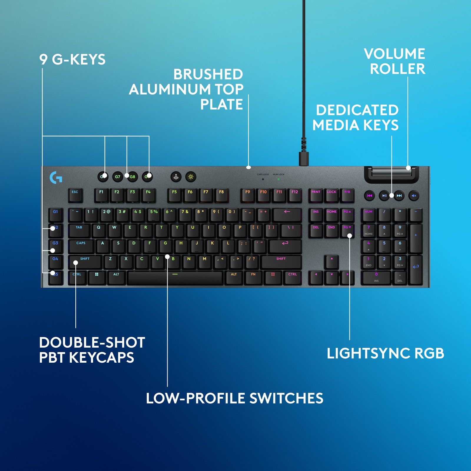 Teclado gaming mecánico Logitech G915 X cableado RGB táctil negro, imagen 6