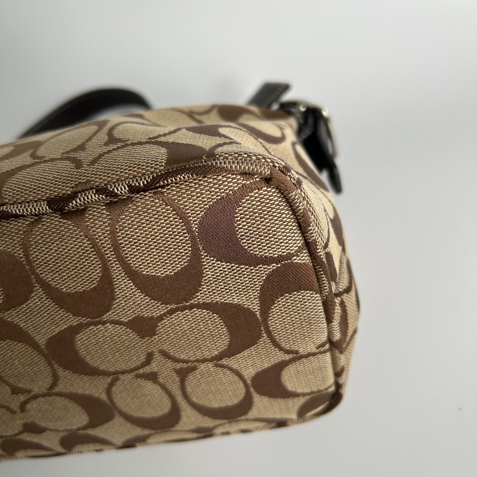 Coach Signature Demi Brown Canvas Leather Shoulder Bag 6094 Excellent image 4