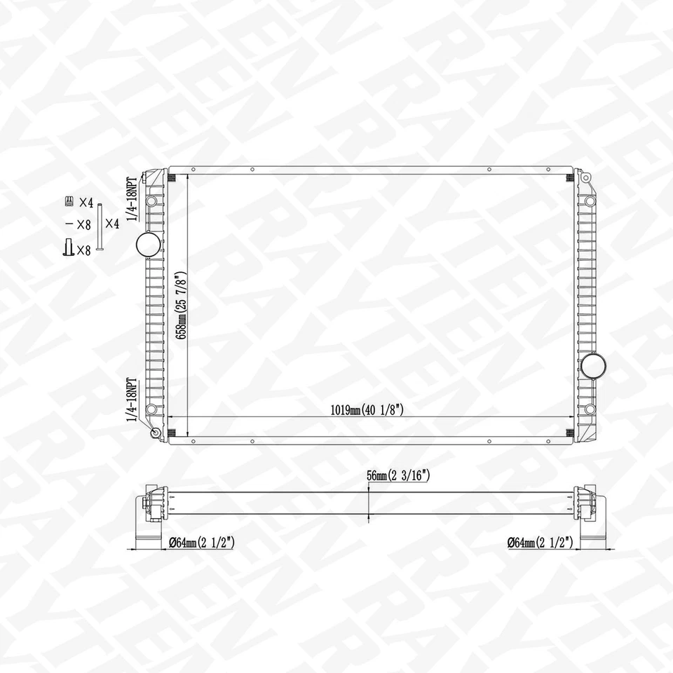 Radiator for 2004-2007 International Harvester 8600 SBA 9400i SBA 9900i 9900ix Foto 2 de 4