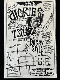Original Punk Rock Handbill 1985 Dickies 7 Seconds Doggy Style Uniform Choice