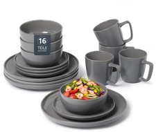 OTTO HOME Kombi Geschirr Set TOMMIK 16tlg. Steinzeug dark grey für 4 Personen