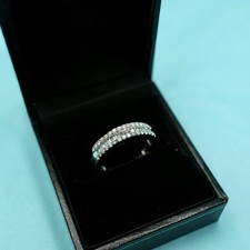 18ct White Gold Half Eternity Ring Baguette Cut Diamonds 0.50ct Size L 1/2