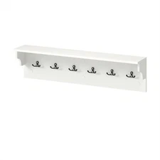 Wall Mount Coat Rack with Shelf 31.5"x5.5"x8" 6 Hooks & 110LBS Capacity White