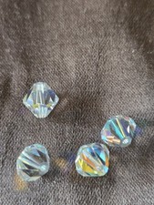 Lot of 4 Clear Crystal Bicone Beads, 9mm