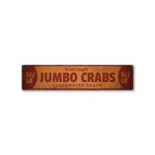 Jumbo Crabs, Custom Beach Location - Rustic Distressed Wood Sign