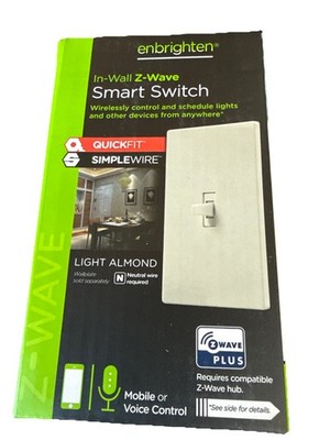 Enbrighten In-Wall Z-Wave Smart Switch SimpleWire Light Almond, ZW4009