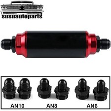 Universal Racing In-line Fuel Filter With An 6 8 10 Fittings Adapter 40 Micron