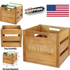 Vinyl Record Storage Crate Holds Over 50 Albums Easy Assembly Elegant Design