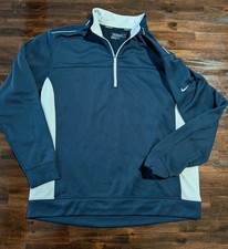Nike Golf Tour Performance Therma Fit Men's Large Navy Blue White Quarter Zip