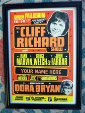 Personalised Repro Vintage Concert Poster Cliff Richard the Shadows and YOU!