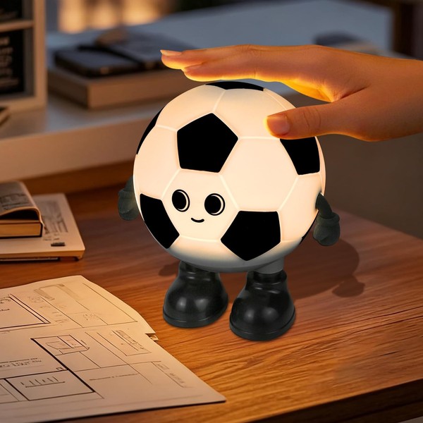 Kinder Nachtlicht FußBall Silikon LED Lampe Touch Timer RGB Geschenk 30 Min-image