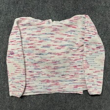 DKNY Hoodie Girls Small 7/8 Multicolor Chenille Knit Winter Wear Cozy Ribbed Hem