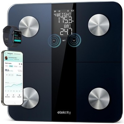 Etekcity Upgraded Smart Scale for Body Weight, 11 x 11 inches, Ash Black