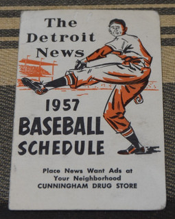 1957 DETROIT TIGERS Pocket Schedule BASEBALL NEWS Advertising CUNNINGHAM DRUG