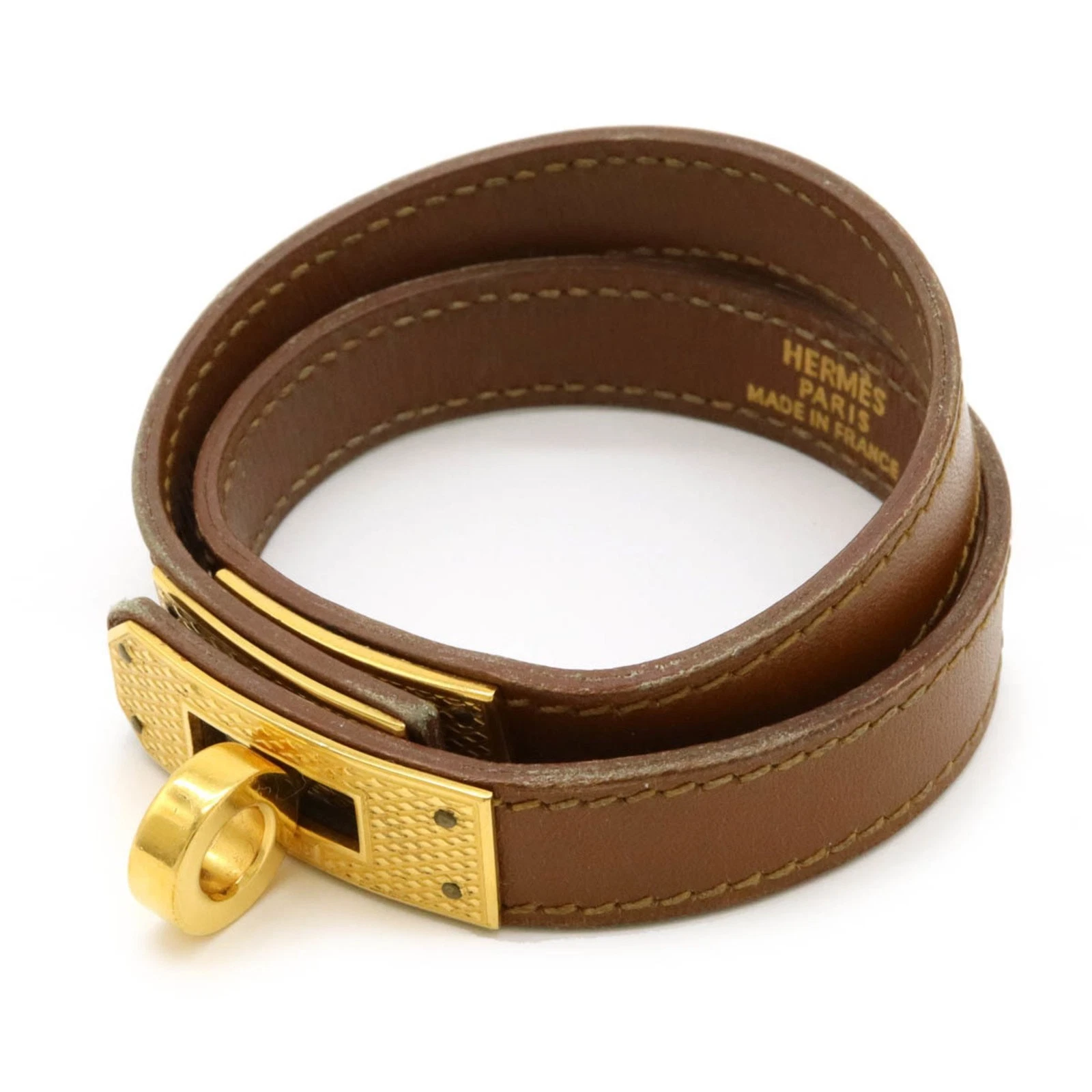 HERMÈS HERMES Kelly Bracciale Doppio Tour Doppio Involucro Pelle Marrone Gui... GZl1911v