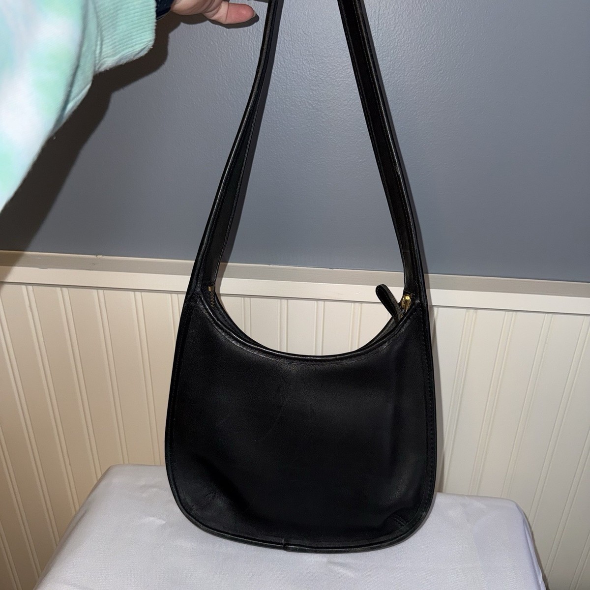 Vintage Coach Ergo Mini Zip Shoulder Bag Purse 9020 Black Leather 