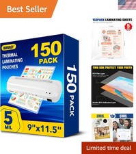 150-Pack Thermal Laminating Pouches 5 Mil, 9x11.5 Inches for Document Protection