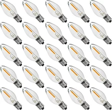 25PACK LED Night Light Bulbs, C7 Candelabra 2200k Clear ‎plastic 25pack 