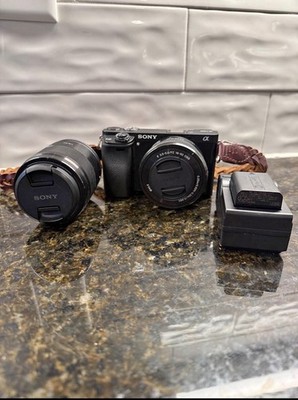 Sony Alpha a6000 Mirrorless Camera 24.3MP Black 16-50mm OSS Lens Charger Bag