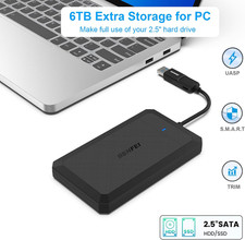 2.5 Inch SATA to USB Tool Free External Hard Drive Enclosure, USB Type-C/Type...