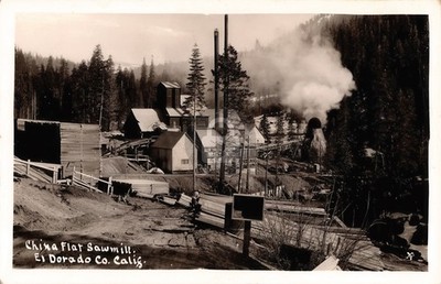 c1930 China Flat Sawmill Kyburz Eldorado El Dorado Co CA RPPC Postcard COPY