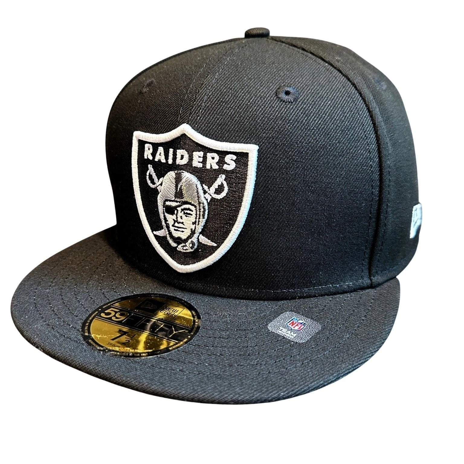 Las Vegas Raiders New Era 59FIFTY Fitted Baseball Cap Men's 7 1/2 Black NFL