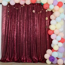 4x7 Ft Burgundy Sequin Backdrop Curtain Glitter Photobooth Background